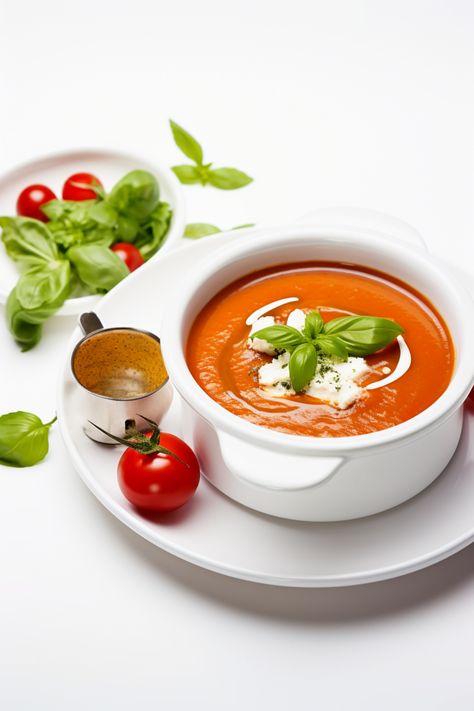 Ibizan Tomato and Roasted Pepper Gazpacho - Cooking Mediterranean Tomato Gazpacho Soup, Roasted Red Pepper And Tomato Soup, Pacific Roasted Red Pepper Tomato Soup Recipes, Roasted Heirloom Tomato Soup, Gazpacho With V8, Mediterranean Herbs, Tomatoes Roasted, Light Appetizers, Mediterranean Food