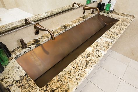 Copper Undermount Contemporary  Sink 84" x 18" x 8" Copper Trough Sink Bathroom, Double Trough Sink, Hammered Bathroom Sink, Trough Sink 2 Faucets, Trough Sink Bathroom, Custom Bathroom Sink, Copper Undermount Sink, Stainless Steel Bathroom Sink, Custom Bathtub