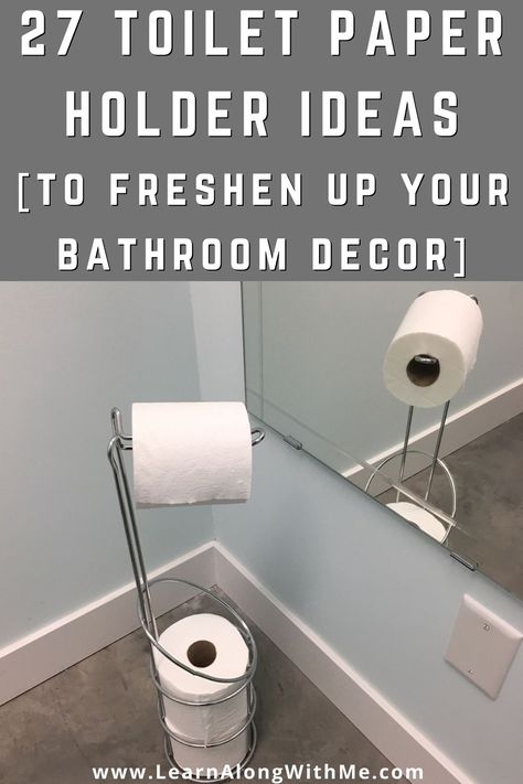 If you need to improve your bathroom decor (cheaply) then check out these 27 toilet paper holder ideas. There is a style of TP holder for every bathroom look. #bathroomdecor #toiletpaperholderideas #toiletpaperholders #modernbathroomdecor Bathroom Decor Toilet Paper Holder, Best Toilet Paper Holder, Toilet Paper Holders Ideas, Tp Holders, Small Bathroom Storage Toilet Paper Holders, Tolite Paper Holder Small Bathroom, Where To Put Toilet Paper Holder In Small Bathroom, Toilet Tissue Holder, Repurpose Toilet Paper Holder