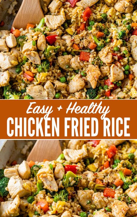 Chicken And Broccoli Fried Rice, Easy Healthy Fried Rice, Healthy Chicken And Rice Dinner, Healthy Fried Rice Chicken, Chicken Broccoli Fried Rice, Fast Healthy Chicken Recipes, Fried Chicken Rice Recipe, Chicken Rice Healthy, Chicken Vegetable Rice