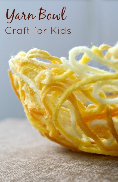 Yarn Bowl Craft, Bowl Craft, Yarn Crafts For Kids, Yellow Crafts, Craft Craft, Yarn Bowl, Camping Crafts, Craft For Kids, Yarn Projects