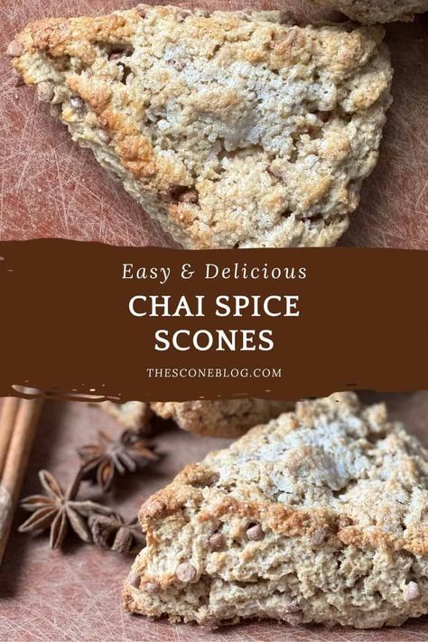 Chai Scones, Tea Scones Recipe, Irish Scones Recipe, Perfect Scones Recipe, Oat Scones, Best Scone Recipe, English Scones, Spiced Chai, Scones Recipe Easy