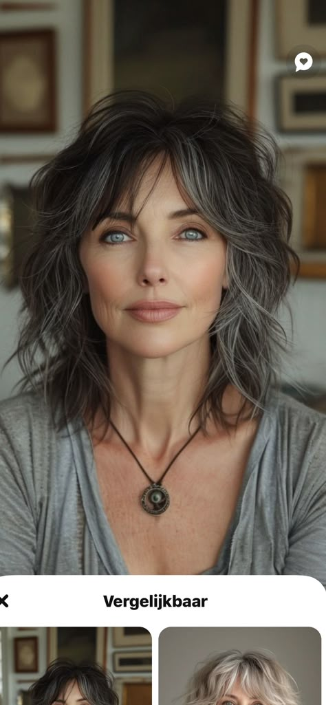 Wolf Cut Grey Hair, Hair Shag, Older Hair, Medium Shag Hairstyles, Medium Haircut, Grey Hair Inspiration, Hairstyles For Layered Hair, Outfit Primavera, Hair 2024