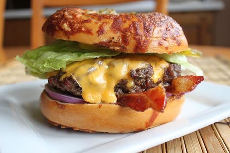 Jalapeno Bagel, Diner Food Ideas, Backyard Campout Party, Best Ever Meatloaf, Bagel Burger, Mushroom And Swiss, Cheddar Bagels, Savory Bread Pudding, Wisconsin Food