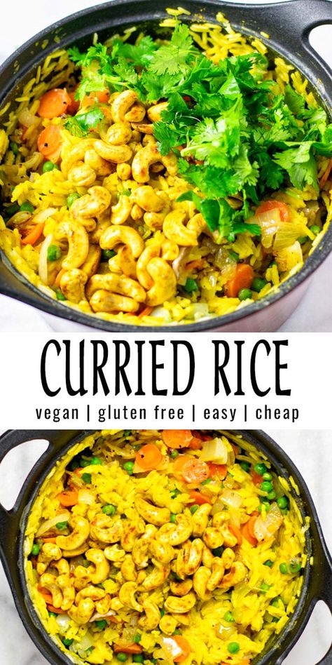 Vegan Curry Rice Recipes, Curried Rice Recipes, Rice And Vegetable Recipes, Curried Vegetables, Vegan Rice Dishes, Curry Rice Recipes, Curry Vegetables, Curried Rice, Toasted Cashews