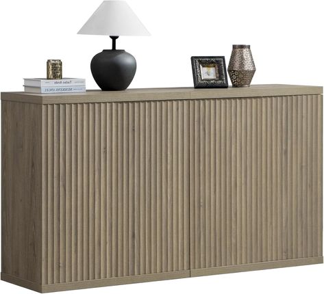 Amazon.com - SICOTAS Buffet Cabinet with Storage Accent Sideboard Modern Credenza with Doors & Shelves Fluted Media Console Wood Mid Century Coffee Bar Table for Living Room Kitchen Dining Room Hallway (2PCS) - Buffets & Sideboards Accent Sideboard, Wood Media Console, Sideboard Modern, Dining Cabinet, Door Shelves, Credenza Sideboard, Modern Sideboard, Buffet Cabinet, Modern Credenza