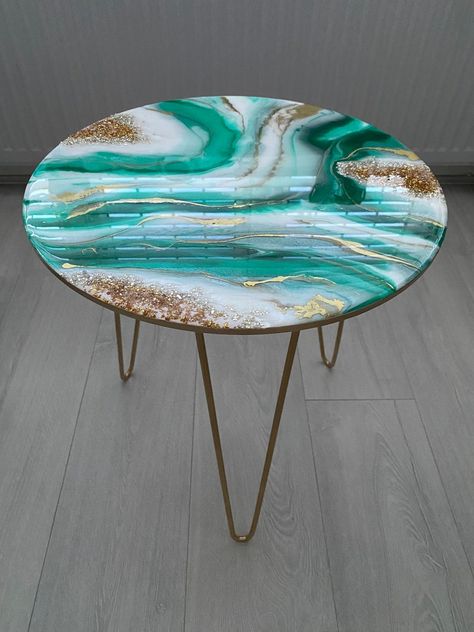 Resin Side Table, Resin Coffee Table, Resin Table Top, Islamic Art Canvas, Cozy Room Decor, Hairpin Legs, Luxury Art, Resin Table, Art Table