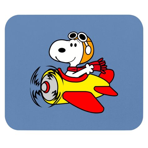 Snoopy Fly Airplane - Snoopy - Mouse Pads Snoopy Plane, Snoopy Airplane, Red Baron Plane, Snoopy Flying, Snoopy Drawing, Bobbie Goods, Snoopy Images, Peanuts Characters, Red Baron