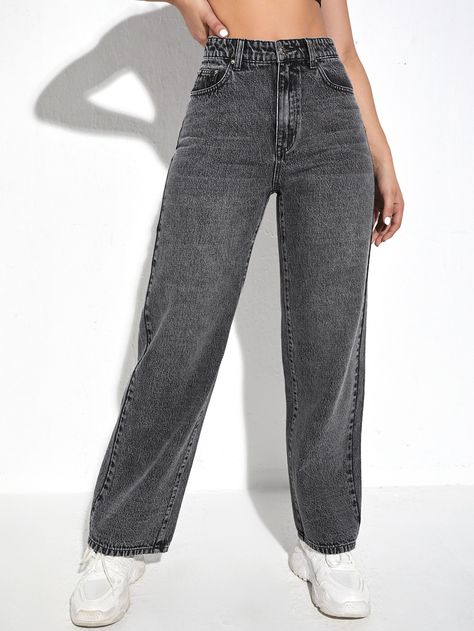 High Waisted Wide Leg Jeans Outfit, Straight Jeans Outfit, Straight Leg Jeans Outfits, Wide Leg Jeans Outfit, High Waisted Wide Leg Jeans, Dark Grey Jeans, Jeans Outfit Women, Black Jeans Outfit, Cold Outfits