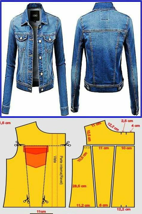 Pola Kardigan, Clothing Patterns Sewing, Pola Jaket, Mens Jacket Pattern, Demin Jacket, Patterns Clothing, Jacket Pattern Sewing, Make Your Own Clothes, Easy Patterns