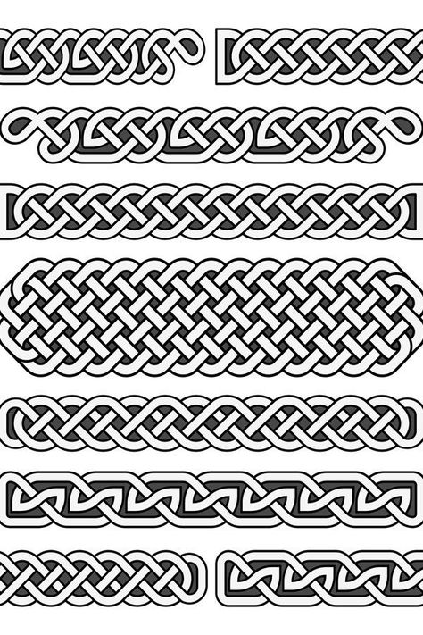 Celtic Patterns Border, Celtic Designs Pattern, Keltic Pattern, Celtic Band Tattoo, Norse Knotwork, Viking Knot, Celtic Knot Drawing, Scottish Tattoos, Celtic Knotwork Design