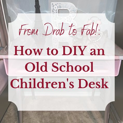 From outdated to upgraded! Check out my latest DIY project - transforming an old school children's desk into a modern masterpiece! #DIY #Upcycling Childs Desk Ideas, Upcycle School Desk, Old School Desk Ideas, Old School Desk Repurpose, Vintage School Desk Makeover, School Desk Redo, School Desk Makeover, Child Desk, Old School Desk