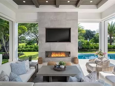 California Room, Living Pool, Outdoor Living Rooms, Outdoor Kitchen Patio, Outdoor Living Room, Naples Fl, Backyard Patio Designs, Outdoor Kitchen Design, Fireplace Design