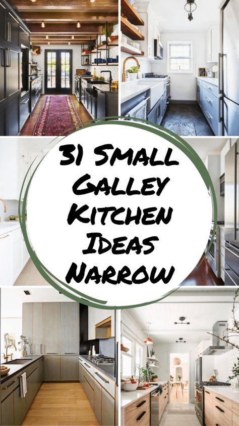 31 Small Galley Kitchen Ideas Narrow – The DIY Desire Small Kitchen Galley Ideas, Small Kitchen Ideas Double Galley, Galley Kitchen Layout Floor Plans, Kitchen Ideas Narrow, Galley Kitchen Lighting, Tiled Countertops, Small Galley Kitchen Ideas Narrow, Narrow Kitchen Layout, Small Galley Kitchen Ideas