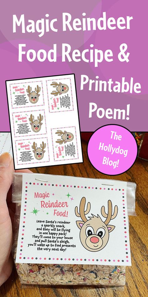 Check out this super fun Magic Reindeer Food Recipe for Christmas Eve! Reindeer Food | Magic Reindeer Poem Magical Reindeer Food, Reindeer Food Poem Free Printable, Reindeer Food Tags Free Printable, Reindeer Food Printable Free, Magic Reindeer Food Recipe, Diy Reindeer Food, Magic Reindeer Food Printable, Magic Reindeer Food Poem, Reindeer Food Recipe