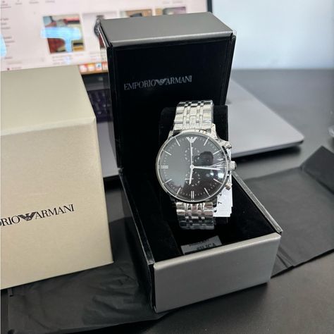 BRAND NEW Emporio Armani Men's Chronograph Steel Watch Armani Watch Men, Armani Watch, Mens Chronograph, Armani Watches, Armani Men, Steel Watch, Emporio Armani, Chronograph, Packaging