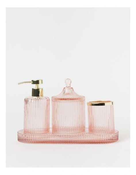 Toothbrush Holder Aesthetic, Soap And Toothbrush Holder, Tray Aesthetic, Glass Bathroom Accessories, Pink Tray, Student Room, Uni Room, Preppy Room, Glass Bathroom