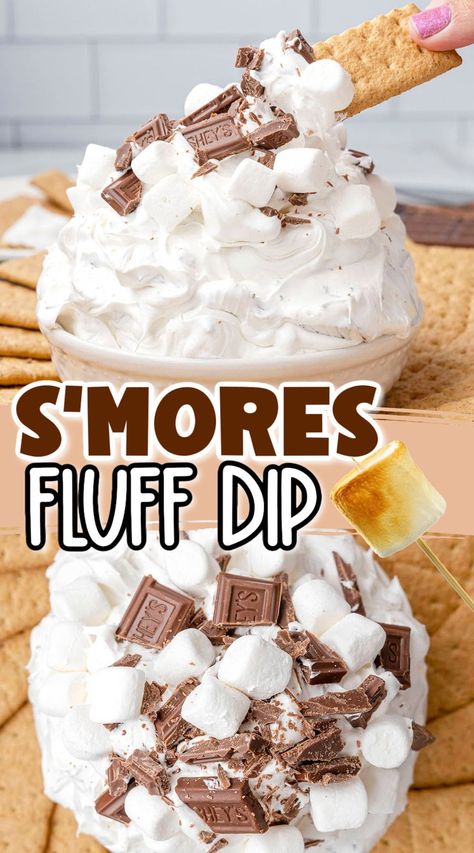 Marshmallow Fluff Smores Dip, Dessert Dips With Marshmallow Fluff, Cheesecake Smores Dip, S’mores Fluff, Smores Dip With Marshmallow Fluff, Fluffy Smores Dip, Smores Cheesecake Dip, S’more Dip Easy, S’mores Dip Recipe Oven