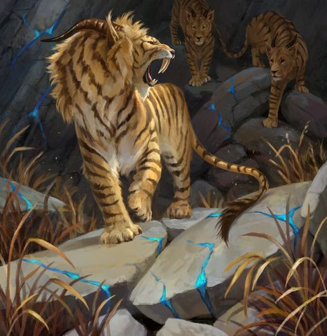 ArtStation - Huntmaster Liger, Leesha Hannigan Mystical Animals, Big Cats Art, Creature Artwork, Mythical Animal, Cute Fantasy Creatures, Fantasy Beasts, Creature Drawings, Fantasy Monster, Fantasy Creatures Art