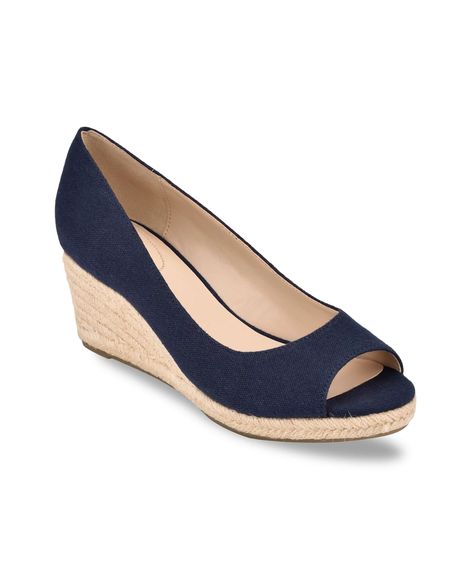 Bandolino Women's Nuri Peep-Toe Espadrille Wedge Sandals & Reviews - Sandals - Shoes - Macy's Low Wedge Espadrilles, Navy Espadrilles, Peep Toe Wedge Sandals, Low Wedge Sandals, Mid Heels Pumps, Slip On Espadrilles, Shoe Boot Sandals, Espadrille Wedge, Blue Sandals