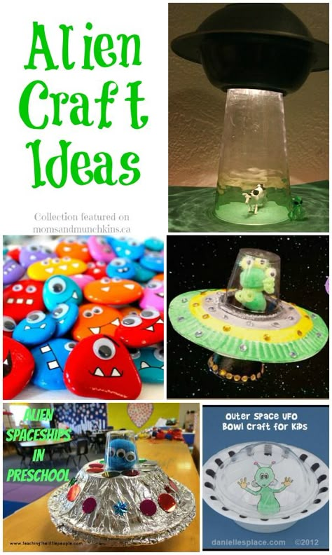 Alien Crafts For Kids #Aliens #CraftsForKids (you can make the alien rocks and put them in a UFO!) Science Fiction Activities, Beegu Activities, Alien Crafts For Kids, Alien Birthday Party, Alien Project, Alien Craft, Outer Space Crafts, Party Activities For Kids, Space Preschool