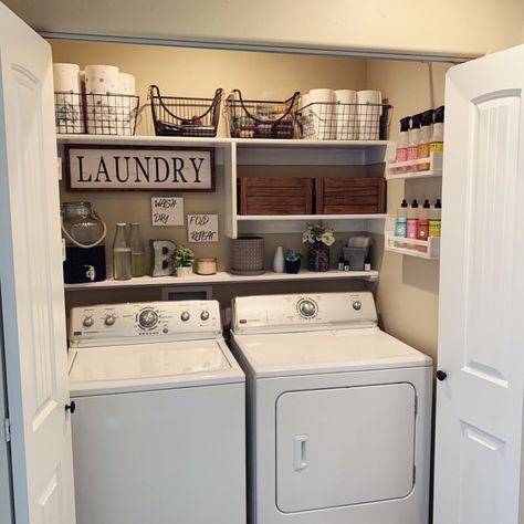 Mobile Home Redo, Mobile Home Makeovers, Small Laundry Room Makeover, Mobile Home Renovations, Manufactured Home Remodel, Laundry Room Closet, Laundry Room Renovation, Mobile Home Decorating, Mobile Home Living