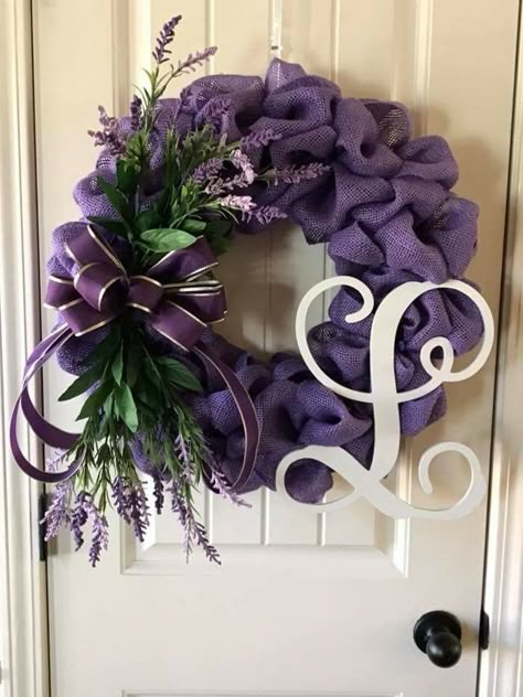 Live this deep color purple Purple And Gold Wreath Ideas, Purple Door Wreath, Purple Mesh Wreath, Diy Purple Wreaths For Front Door, Purple Burlap Wreath, Front Door Reefs Ideas, Purple Wreath Ideas, Reefs For Doors, Purple Wreaths For Front Door