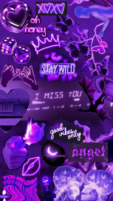 #fyp #purple #neon #moodboard Neon Purple Iphone Icons, Neon Purple Wallpaper Aesthetic, Simple Purple Wallpaper Iphone, Purple Collage Aesthetic Wallpaper, Neon Wallpaper Purple, Purple Ethereal Aesthetic, Elaina Core, Purple Moodboard Aesthetic, Y2k Purple Aesthetic