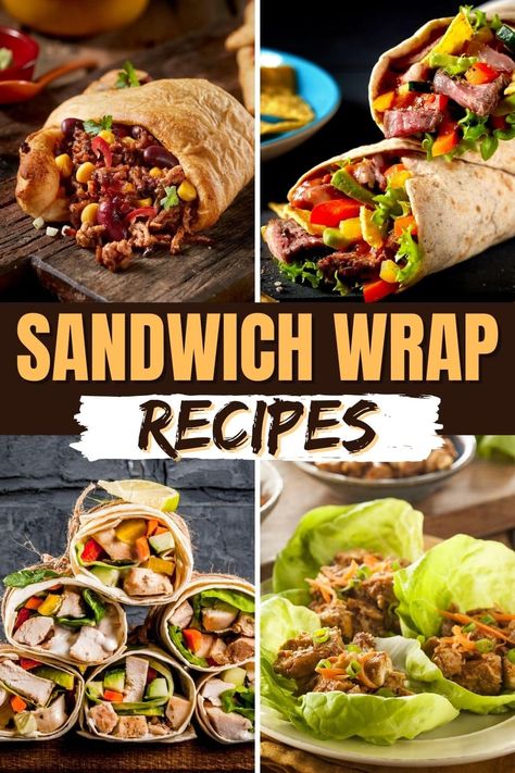 Try these sandwich wrap recipes if you want to spice up your lunch routine! From buffalo chicken to BLT to grilled cheeseburger, these wraps are hearty, satisfying, and delicious! Cold Sandwich Wraps Recipes, Gourmet Wraps Recipes, Yummy Wrap Recipes, Grilled Wraps Recipes, Deli Wraps Recipes, The Crimpit Wrap Recipes, Sandwich Wrap Ideas, Wrap Sandwich Ideas, Gourmet Wraps