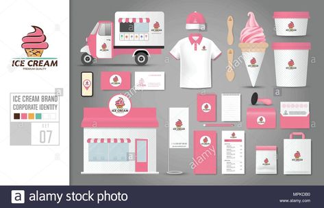 Ice Cream Uniform Design, Ice Cream Shop Uniform Ideas, Ice Cream Shop Uniform, Gelato Branding, Rustic Coffee Shop, Ice Cream Car, Ice Cream Logo, Ice Popsicle, 7 Logo