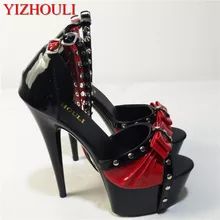 15cm High Heeled Shoes Platform Red / Black Single Shoes Patent Platform Shoes With 5cm 3/4 Inch Stiletto Heel and Ankle Straps-in Women's Pumps from Shoes on AliExpress Goth High Heels, Circus Shoes, Gothic High Heels, Red And Black Heels, Gothic Heels, Heels Ankle Straps, Ribbon Sandals, 6 Inch Heels, Dr Shoes