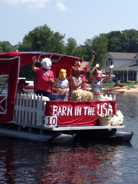 Roscommon, MI - Lake James 4th of July boat parade 2013 4th Of July Boat Parade Ideas, Boat Parade Themes, Fourth Of July Boat Parade Ideas, 4th Of July Boat Parade Ideas Pontoon, Boat Parade Decorating Ideas, Boat Parade Ideas, Golf Cart Decorations, Car Decoration Ideas, Boat Theme