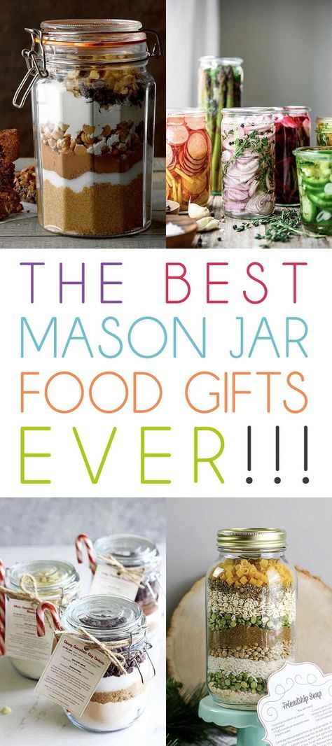 The Best Mason Jar Food Gifts! - The Cottage Market Jar Ingredients Gift Ideas, Best Jar Gifts, Food In A Jar Meals, Vegan Mason Jar Gifts, Savory Christmas Gift Ideas, Cookie Mason Jar Recipes Holiday Gifts, Diy Gifts For Kitchen, Biscuits In A Jar Gift, Ball Jar Recipes