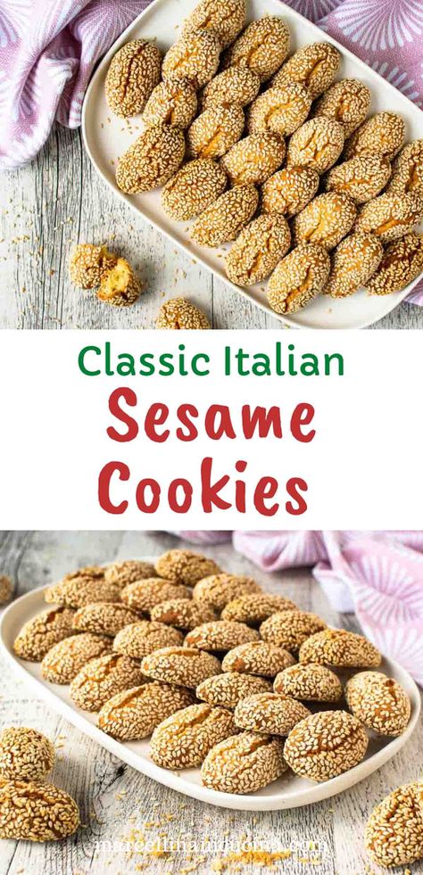 Italian Sesame Cookies, Sesame Seeds Cookies, Sesame Cookies Italian, Zuccarini Cookies, Italian Sesame Cookies Recipe, Italian Bakery Cookies, Sesame Seed Cookies Recipe, Sesame Cookies Recipe, Roe Recipes