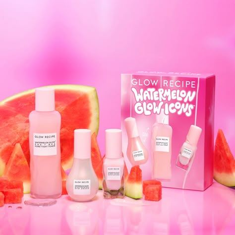 Glow Recipe Set, Watermelon Niacinamide, Girly Skincare, Clean Fruit, Niacinamide Dew Drops, Bha Toner, Pink Juice, Glow Recipe Watermelon, Watermelon Glow