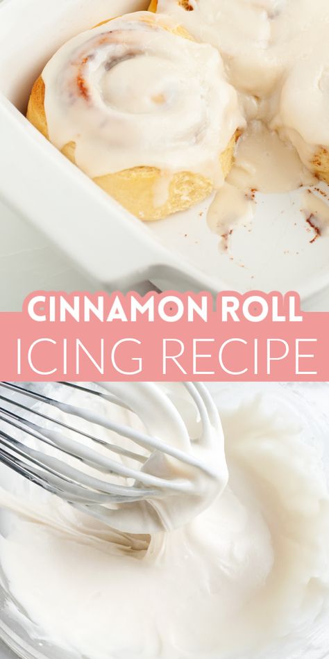 This creamy Cinnamon Roll Icing is made with just 4 simple ingredients in minutes! Whether you're baking homemade cinnamon rolls or upgrading store-bought ones, this rich, glaze seeps into every layer, making each bite irresistibly delicious. Once you try this easy homemade icing, you’ll never go back to store-bought again! Save this recipe and make your cinnamon rolls extra special! #cinnamonrollicing #cinnamonrolls