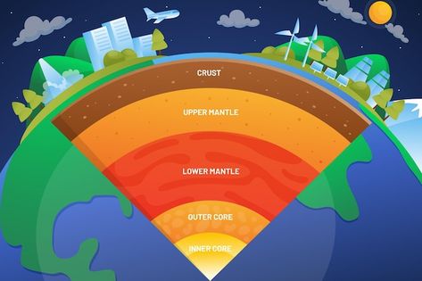 Free Vector | All earth layers illustration Layers Of The Earth Drawing, Subsystems Of The Earth, Layer Of The Earth, Earth Layers Project, Layers Illustration, Layers Of Earth, Layer Pictures, Layers Of The Earth, Earth Layers