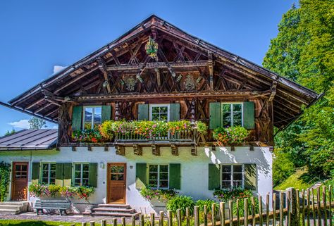 Typical Bavarian house, Ammer Mountains jigsaw puzzle in Street View puzzles on TheJigsawPuzzles.com Bavarian House Exterior, Swiss House Exterior, German Houses Modern, House Exterior Big, Swiss Chalet House Exterior, Bavarian Farmhouse, Bavarian Architecture, Bavarian House, Chalet Exterior