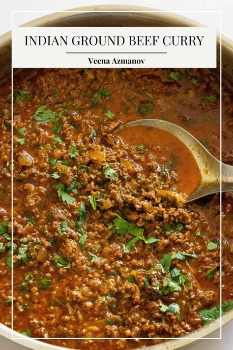 Curry with ground beef is a traditional Indian dish consisting of lean beef, onion, tomato, and curry powder all cooked in a lightly spiced sauce. Ground Beef Recipes Indian, Minced Curry Ground Beef, Ground Meat Curry, Ground Beef And Naan Recipes, Ground Beef Coconut Curry, Ground Beef And Coconut Milk, Curry Hamburger Ground Beef, Coconut Milk Ground Beef, Curry Ground Beef Recipes