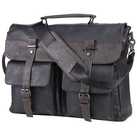 Leather Messenger Bag for Men, 17.3 Inch Vintage PU Leather Laptop Bag Briefcase Satchel, Large Messenger Bag Water Resistant School Work Bag (Black) Vintage Laptop Bag, Mens Work Bags, Messenger Bag For Men, Vintage Briefcase, Leather Messenger Bag Men, Business Briefcase, Laptop Messenger Bags, Leather Laptop Bag, Canvas Messenger Bag