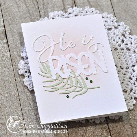 Joyful Creations with Kim: CAS Colours & Sketches: He is Risen He Is Risen Cards, Resurrection Day, Small Palms, Blush Bride, He Is Risen, Die Cut Cards, Easter Cards, Soft Colors, Simple Cards