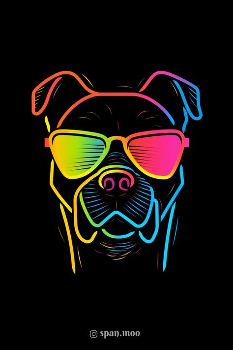 Are you a dog lover? Do you love the bold, dynamic look of neon art? Then, 'Neon Dogs' is the collection for you! Each unique piece captures the essence of a person's best friend in a way that's both fun and sophisticated. Hang it in your living room, bedroom, or even your office for a playful touch that's sure to make you smile. Neon Line Art, Neon Animals, Tattoo Pet, Dog Line Art, Dog Line, Meaningful Drawings, Custom Mirrors, Dog Boutique, American Staffordshire Terrier