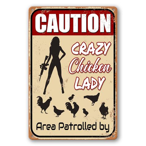 PRICES MAY VARY. High Quality, Professional Graphic Design: We use only top-quality materials to manufacture chicken signs. Stays like new even after years of indoor or outdoor use. Funny chicken coop sign is carefully designed to look stylish, authoritative and easy to read, making them ideal for home and yard use as well as professional businesses. Never Fade: Regardless of sunlight, rain, or other extreme weather conditions, chicken farm sign graphics and text can withstand the elements witho Coop Signs, Chicken Accessories, Chicken Coop Signs, Farm Chicken, Chicken Signs, Chicken Lover Gifts, Crazy Chicken, Metal Chicken, Chicken Lady