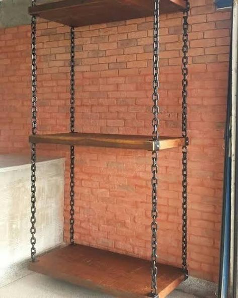 Chain Table, Industrial Accessories, Pipe Clothes Rack, Woodworking Storage, Bathroom Farmhouse Style, Industrial Design Furniture, Hanging Table, Diy Plant Hanger, Shelves In Bedroom