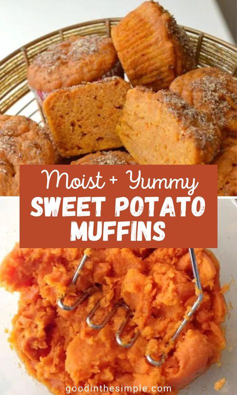 Moist sweet potato muffins with crumble topping. Gf Sweet Potato Bread, Sweet Potato Brunch Ideas, Moist Sweet Potato Bread Recipe, Muffins With Sweet Potato, Leftover Sweet Potato Casserole Muffins, Sweet Potato Pumpkin Muffins, Easy Sweet Potato Muffins, Mashed Sweet Potato Leftovers, Recipes With Cooked Sweet Potato