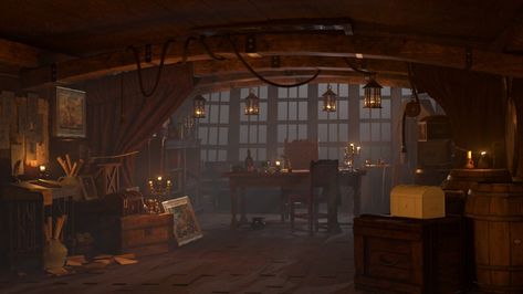 ArtStation - In the pirate captain's cabin, Francisco Javier Rodriguez Pirate Cabin Aesthetic, Ship Kitchen Pirate, Pirate Ship Captains Cabin, Captain's Cabin Pirates, Pirate Ship Captains Quarters, Pirate Town Aesthetic, Pirate Core Room, Pirate Interior Design, Pirate Captain Aesthetic