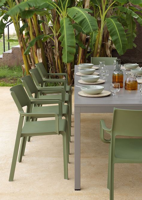 Trill  collection of seats comprising a chair with armrests (TRILL armchair), one without armrests (TRILL bistrot) and a stool (TRILL stool) in fiber-glassresin with a harmoniously sculptural appearance expressed through striking yet simple silhouettes and a timeless design.  #design #home #chair #armchair Restaurant Outdoor, Luxury Outdoor Furniture, Outdoor Seat Cushions, Red Hill, Perfect Chair, Outdoor Armchair, Mesa Exterior, Outdoor Seat, Extension Dining Table