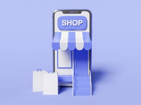 3d illustration. smartphone with a store... | Free Photo #Freepik #freephoto #phone #mobile #marketing #internet