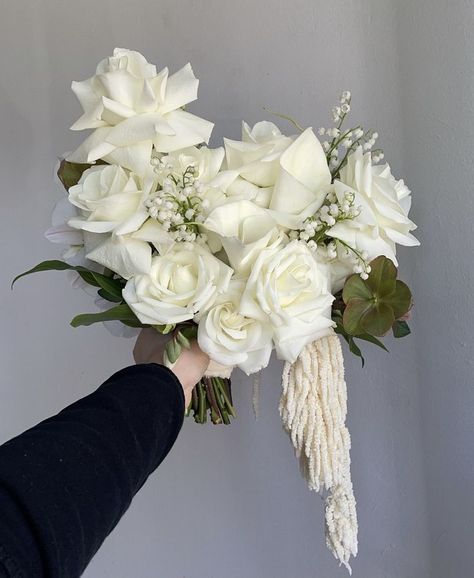 White Amaranthus Bouquet, Hanging Amaranthus Bouquet, White Amaranthus, Amaranthus Bouquet, Hanging Amaranthus, Rose Bridal Bouquet, All White Wedding, White Bridal Bouquet, June Wedding