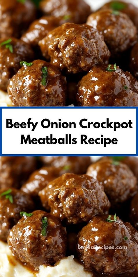 Searching for a family-friendly recipe that doesn’t skimp on flavor? These Beefy Onion Crockpot Meatballs are an excellent choice, offering a delightful mix of beefy goodness and sweet onions for a meal everyone will enjoy. Easy Crockpot Meatballs, Quick Beef Recipes, Crockpot Meatballs, Meatball Recipes Crockpot, Ground Recipes, Crock Pot Meatballs, Slow Cooker Meatballs, Beef Casserole Recipes, Slow Cooked Meals